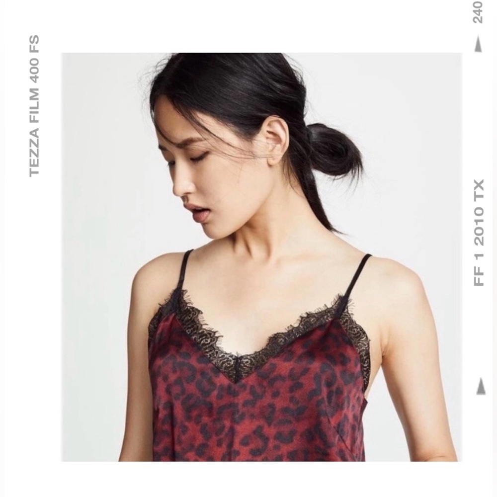 Anine Bing Red and Black Patterned Cami, 100% Silk, Size XS